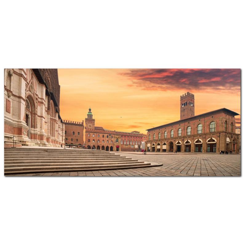 Lupia - Quadro moderno su Tela Canvas DEEP 65X143 cm, con paesaggi e localismi italiani, per casa, soggiorno, capezzale camera da letto, hotel, ufficio, BOLOGNA - PIAZZA MAGGIORE SERA         del brand Lupia, categoria: Arredo e decorazioni > Quadri e Tele > Quadri cittÃ  e Localismi, disponibile su Vorreishop.