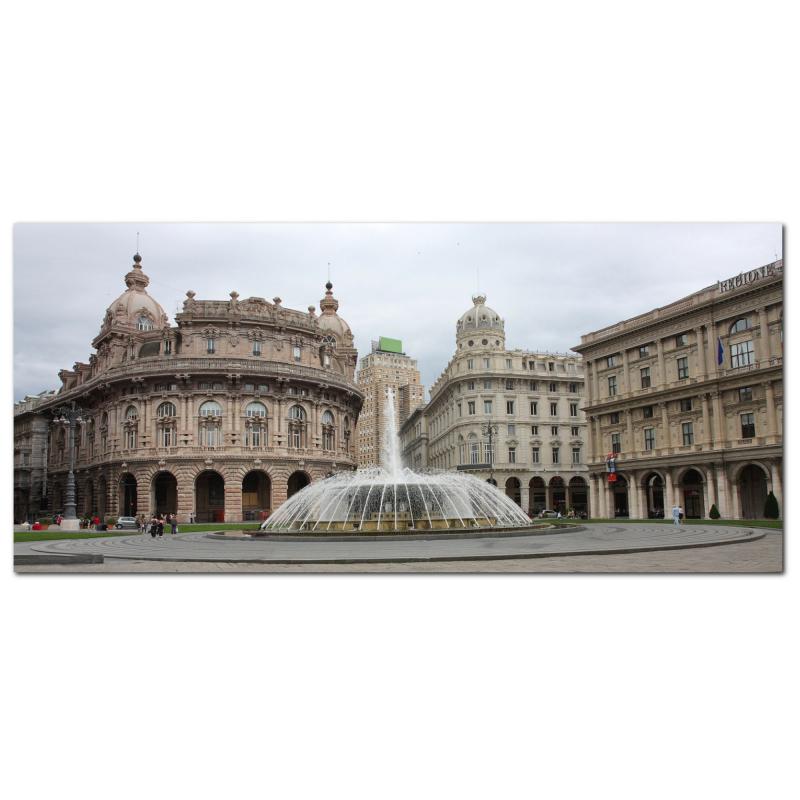 Lupia - Quadro moderno su Tela Canvas DEEP 65X143 cm, con paesaggi e localismi italiani, per casa, soggiorno, capezzale camera da letto, hotel, ufficio, GENOVA - PIAZZA FERRARI                del brand Lupia, categoria: Arredo e decorazioni > Quadri e Tele > Quadri cittÃ  e Localismi, disponibile su Vorreishop.