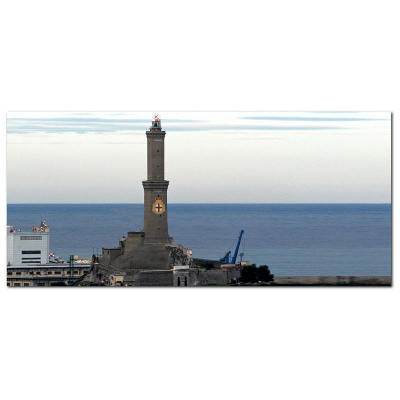Lupia - Quadro moderno su Tela Canvas DEEP 65X143 cm, con paesaggi e localismi italiani, per casa, soggiorno, capezzale camera da letto, hotel, ufficio, GENOVA - LANTERNA GIORNO               del brand Lupia, categoria: Arredo e decorazioni > Quadri e Tele > Quadri cittÃ  e Localismi, disponibile su Vorreishop.