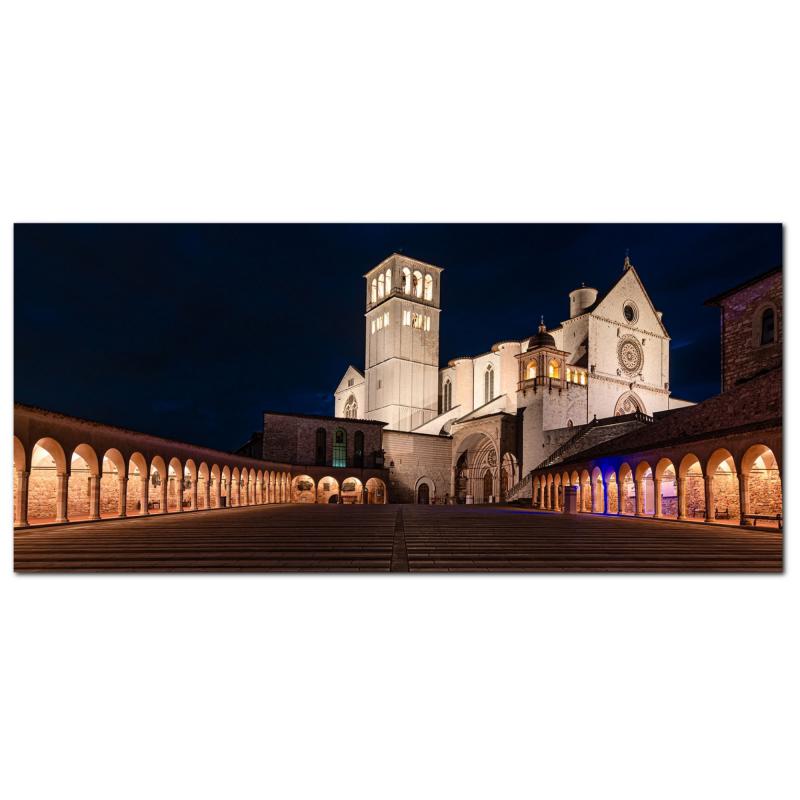 Lupia - Quadro moderno su Tela Canvas DEEP 65X143 cm, con paesaggi e localismi italiani, per casa, soggiorno, capezzale camera da letto, hotel, ufficio, PERUGIA - CHIESA SAN FRANCESCO NOTTE   del brand Lupia, categoria: Arredo e decorazioni > Quadri e Tele > Quadri cittÃ  e Localismi, disponibile su Vorreishop.