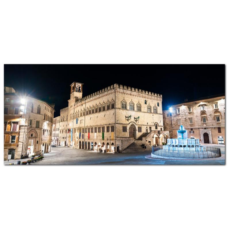 Lupia - Quadro moderno su Tela Canvas DEEP 65X143 cm, con paesaggi e localismi italiani, per casa, soggiorno, capezzale camera da letto, hotel, ufficio, PERUGIA - FONTANA MAGGIORE NOTTE       del brand Lupia, categoria: Arredo e decorazioni > Quadri e Tele > Quadri cittÃ  e Localismi, disponibile su Vorreishop.