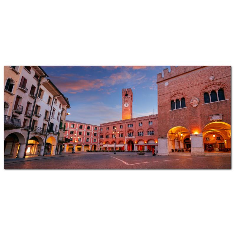 Lupia - Quadro moderno su Tela Canvas DEEP 65X143 cm, con paesaggi e localismi italiani, per casa, soggiorno, capezzale camera da letto, hotel, ufficio, TREVISO - PIAZZA DEI SIGNORI SERA      del brand Lupia, categoria: Arredo e decorazioni > Quadri e Tele > Quadri cittÃ  e Localismi, disponibile su Vorreishop.