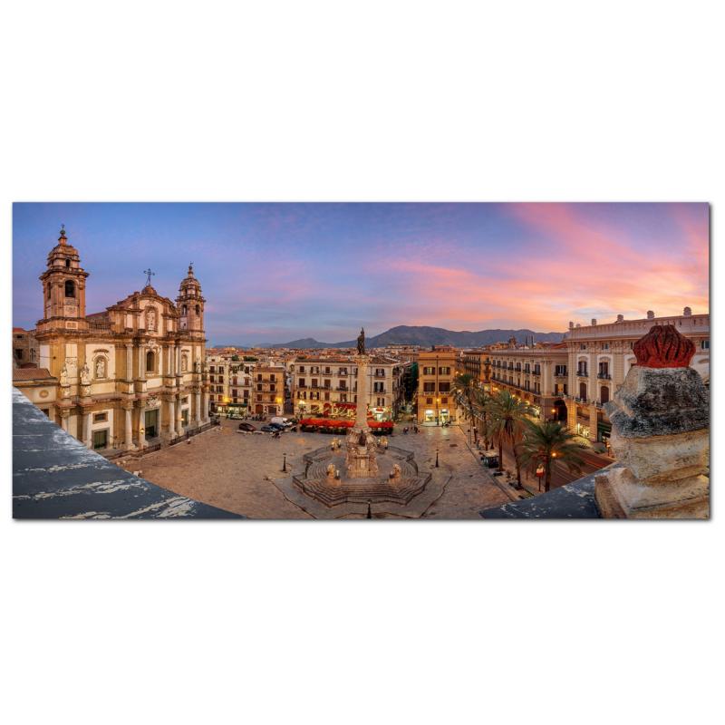 Lupia - Quadro moderno su Tela Canvas DEEP 65X143 cm, con paesaggi e localismi italiani, per casa, soggiorno, capezzale camera da letto, hotel, ufficio, PALERMO - PIAZZA SAN DOMENICO          del brand Lupia, categoria: Arredo e decorazioni > Quadri e Tele > Quadri cittÃ  e Localismi, disponibile su Vorreishop.