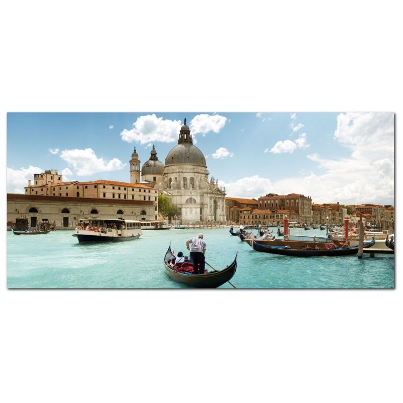 Lupia - Quadro moderno su Tela Canvas DEEP 65X143 cm, con paesaggi e localismi italiani, per casa, soggiorno, capezzale camera da letto, hotel, ufficio, VENEZIA - CHIESA DELLA SALUTE GOLDOLE  del brand Lupia, categoria: Arredo e decorazioni > Quadri e Tele > Quadri cittÃ  e Localismi, disponibile su Vorreishop.