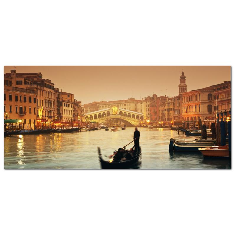 Lupia - Quadro moderno su Tela Canvas DEEP 65X143 cm, con paesaggi e localismi italiani, per casa, soggiorno, capezzale camera da letto, hotel, ufficio, VENEZIA - PONTE RIALTO TWILIGHT        del brand Lupia, categoria: Arredo e decorazioni > Quadri e Tele > Quadri cittÃ  e Localismi, disponibile su Vorreishop.