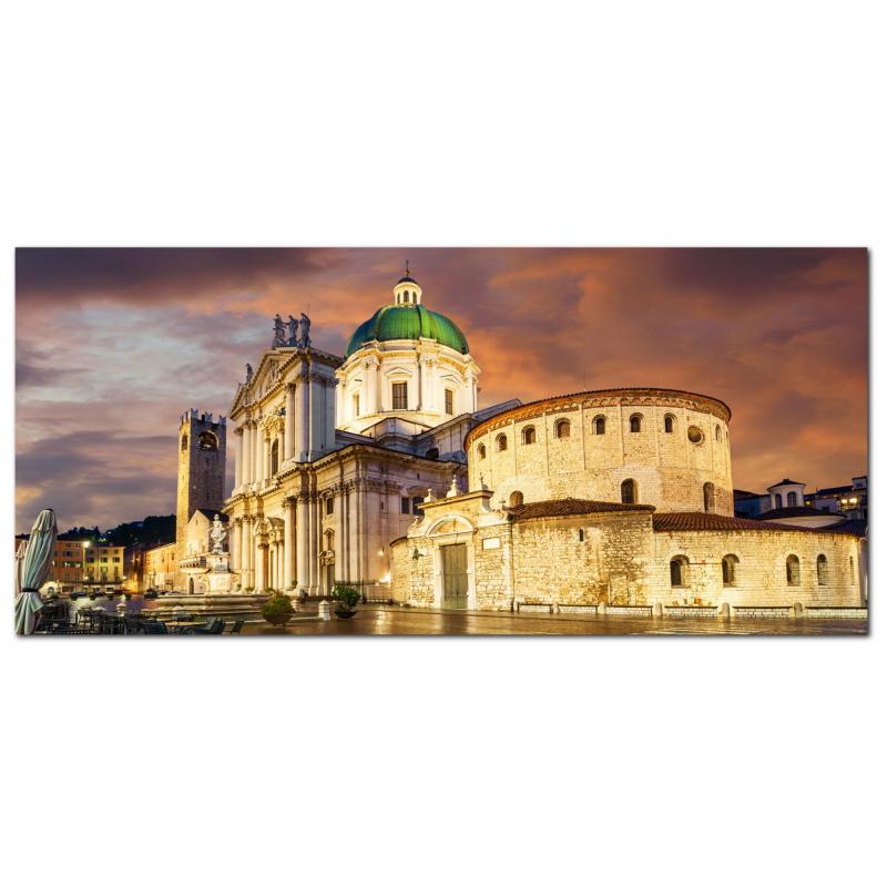 Lupia - Quadro moderno su Tela Canvas DEEP 65X143 cm, con paesaggi e localismi italiani, per casa, soggiorno, capezzale camera da letto, hotel, ufficio, BRESCIA - DUOMO NUOVO E VECCHIO        del brand Lupia, categoria: Arredo e decorazioni > Quadri e Tele > Quadri cittÃ  e Localismi, disponibile su Vorreishop.