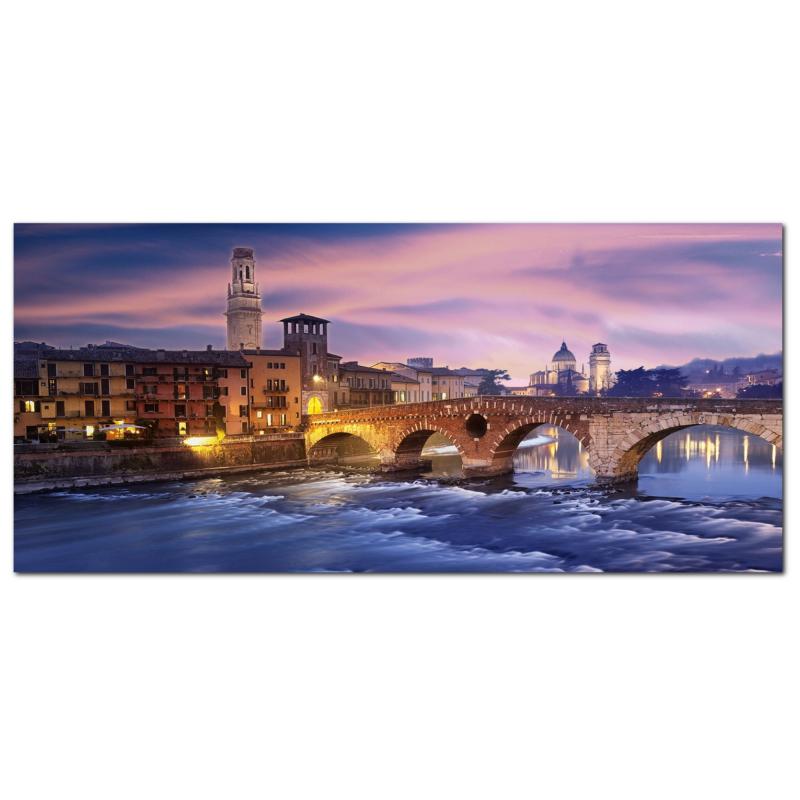Lupia - Quadro moderno su Tela Canvas DEEP 65X143 cm, con paesaggi e localismi italiani, per casa, soggiorno, capezzale camera da letto, hotel, ufficio, VERONA - PONTE DI PIETRA               del brand Lupia, categoria: Arredo e decorazioni > Quadri e Tele > Quadri cittÃ  e Localismi, disponibile su Vorreishop.