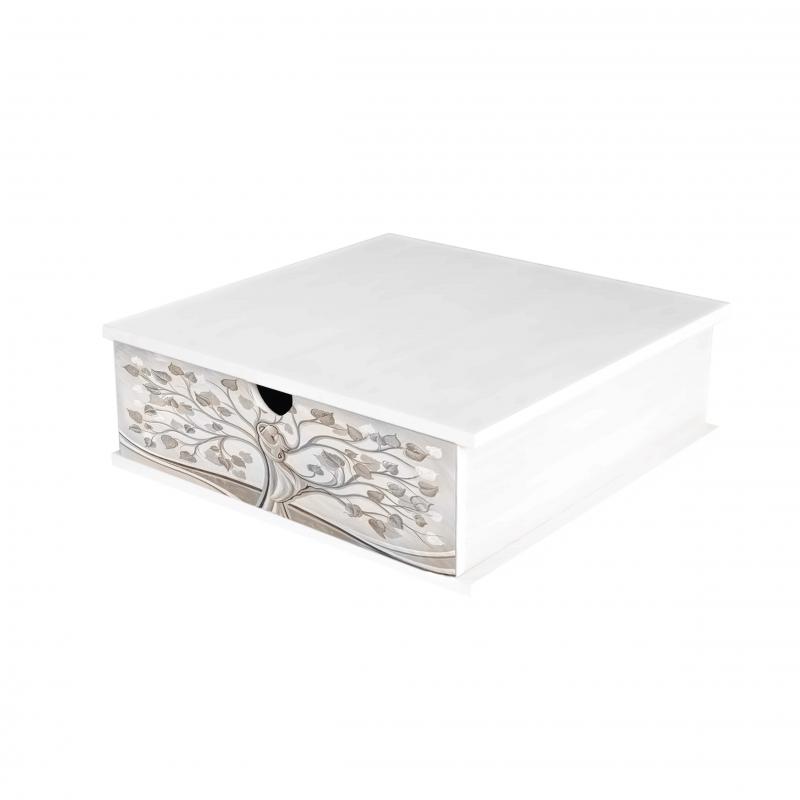 Contenitore Porta Capsule e Cialde caffÃ¨ Cassetto ORGANIZER White ALBERO ABBRACCIO 33x33 cm in legno per casa, cucina, angolo bar ufficio del brand Lupia, categoria: Tavola e cucina > Portapane, Contenitori e Organizer > Organizer.