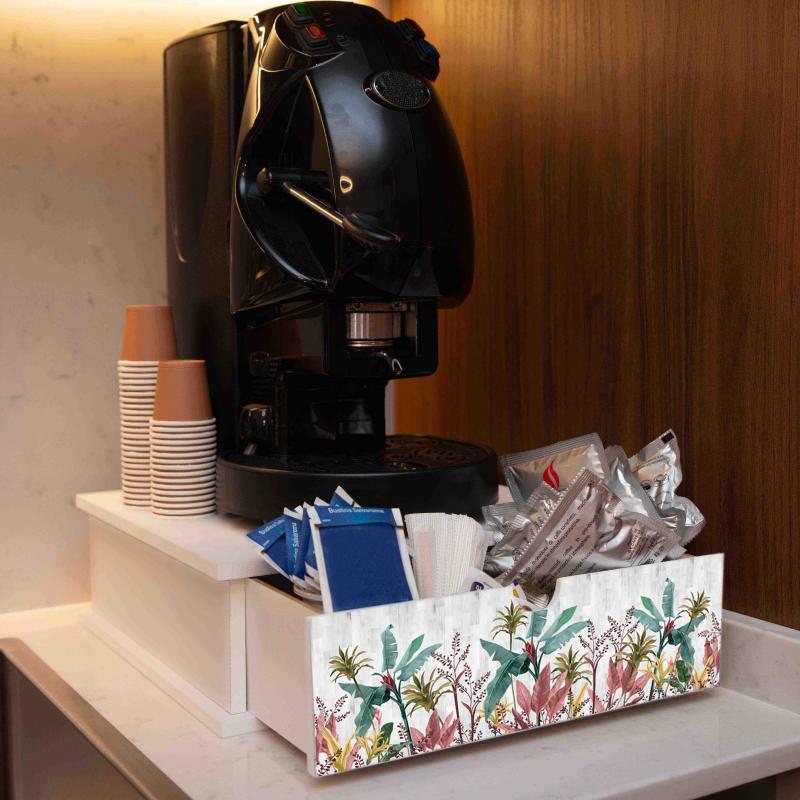 Contenitore Porta Capsule e Cialde caffÃ¨ Cassetto ORGANIZER White BANANA LEAVES GREY 33x33 cm in legno per casa, cucina, angolo bar ufficio del brand Lupia, categoria: Tavola e cucina > Portapane, Contenitori e Organizer > Organizer.