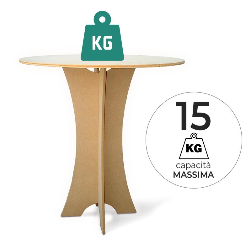 Tavolino multiuso rotondo con TOP Circolare grezzo e Piedi Sagomati in Legno ecologico - TOP Circolare diam. 70 cm e Piedi alt. 80 cm del brand Lupia, categoria: Bricolage e fai da te > Belle arti > Oggetti da decorare.