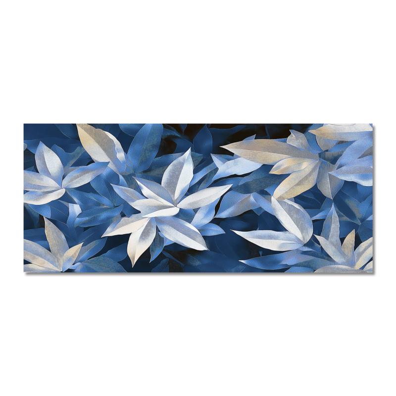 Lupia - Quadro moderno Canvas World LEAVES COBALT BLUE, Stampa su Tela PVC, Telaio in Fibra di Legno, Foglie nei toni del blu, 52x122 cm, per soggiorno capezzale camera da letto, ufficio del brand Lupia, categoria: Arredo e decorazioni > Quadri e Tele > Quadri su tela, disponibile su Vorreishop.
