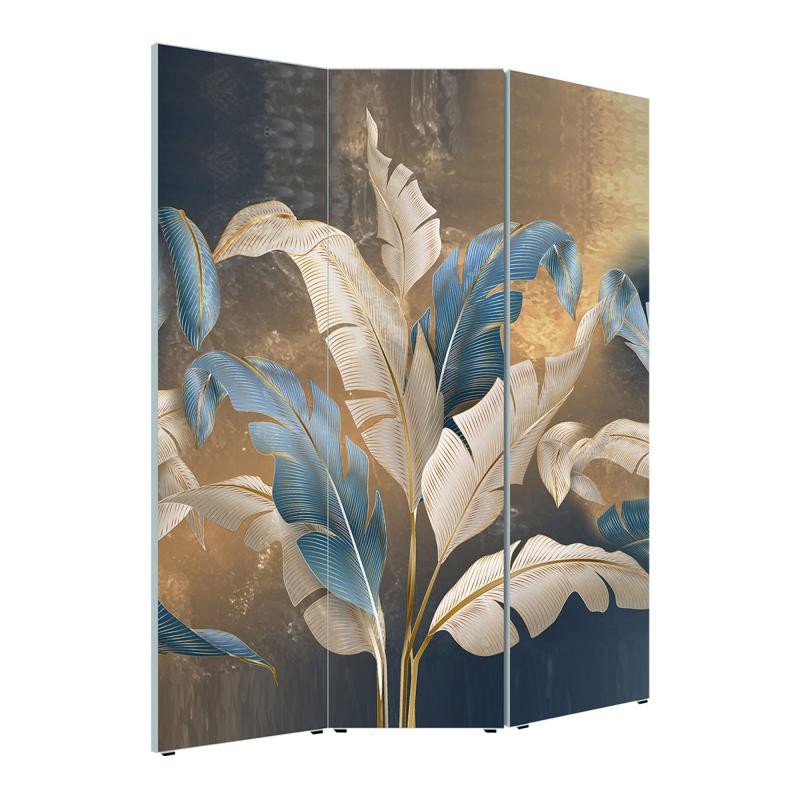 Lupia - Separe' per interni, Divisorio 135,6 x H 176 x P 3,1 cm LEAVES WHITE BLUE paravento 3 Ante in legno con Tele stampate fronte retro Soggetto unico del brand Lupia, categoria: Complementi d'arredo > Paraventi e separè > Paraventi decorativi bifacciali, disponibile su Vorreishop.