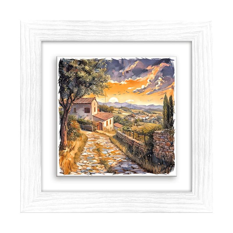 Lupia - Quadro moderno con paesaggi e localismi italiani, Ceramica e Stampa Rilievo, Cornice Legno Shabby Modern bianca, Decorazione, Quadretti Soggiorno, 29x29 cm, PUGLIA PAESAGGIO VALLE D'ITRIA del brand Lupia, categoria: Arredo e decorazioni > Quadri e Tele > Quadri città e Localismi, disponibile su Vorreishop.