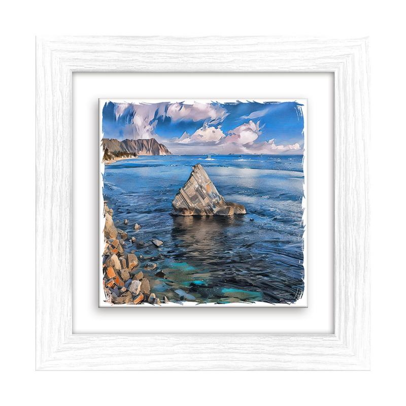 Lupia - Quadro moderno con paesaggi e localismi italiani, Ceramica e Stampa Rilievo, Cornice Legno Shabby Modern bianca, Decorazione Parete, Quadretti Soggiorno, 29x29 cm, ANCONA RIVIERA DEL CORNERO del brand Lupia, categoria: Arredo e decorazioni > Quadri e Tele > Quadri su ceramica, disponibile su Vorreishop.