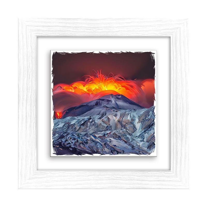 Lupia - Quadro moderno con paesaggi e localismi italiani, Ceramica e Stampa Rilievo, Cornice Legno Shabby Modern bianca, Decorazione Parete, Quadretti Soggiorno, 29x29 cm, CATANIA ETNA INNEVATA del brand Lupia, categoria: Arredo e decorazioni > Quadri e Tele > Quadri su ceramica, disponibile su Vorreishop.