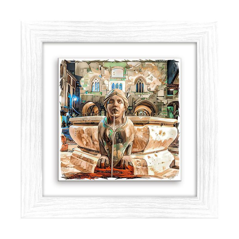 Lupia - Quadro moderno con paesaggi e localismi italiani, Ceramica e Stampa Rilievo, Cornice Legno Shabby Modern bianca, Decorazione Parete, Quadretti Soggiorno, 29x29 cm, BERGAMO FONTANA CONTARINI del brand Lupia, categoria: Arredo e decorazioni > Quadri e Tele > Quadri città e Localismi, disponibile su Vorreishop.