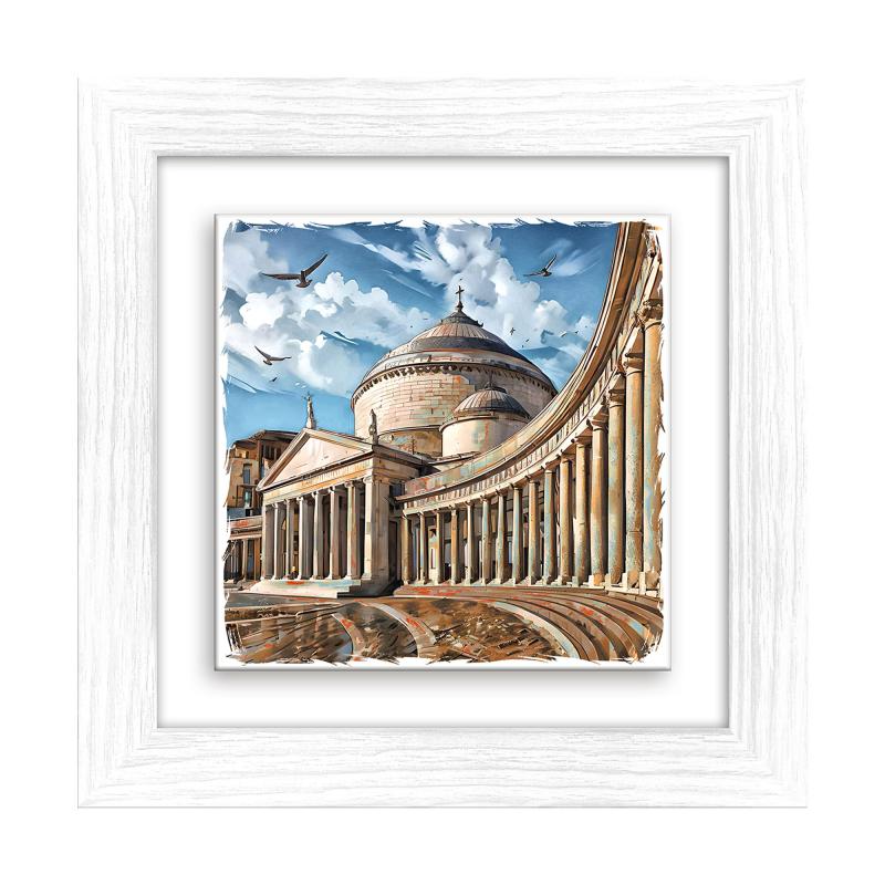 Lupia - Quadro moderno con paesaggi e localismi italiani Ceramica e Stampa Rilievo Cornice Legno Shabby Modern bianca Decorazione Parete Quadretti Soggiorno 29x29 cm NAPOLI BASILICA PIAZZA PLEBISCITO del brand Lupia, categoria: Arredo e decorazioni > Quadri e Tele > Quadri città e Localismi, disponibile su Vorreishop.