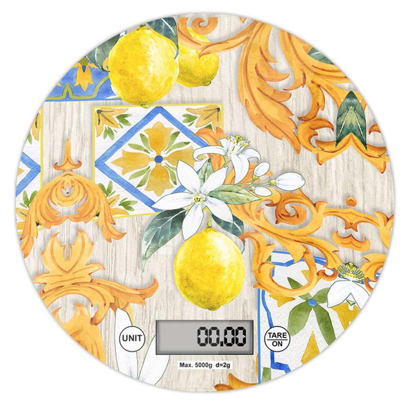 Lupia - Bilancia Digitale da Cucina in Vetro Temperato decorato LIMONI E ACANTO D.18,5 cm, Idea Regalo con scatola bianca, Display LED, Design Elegante Bomboniera, batteria CR2032, Made in Italy del brand Lupia, categoria: Tavola e cucina > Accessori per la Cucina > Bilance Digitali, disponibile su Vorreishop.