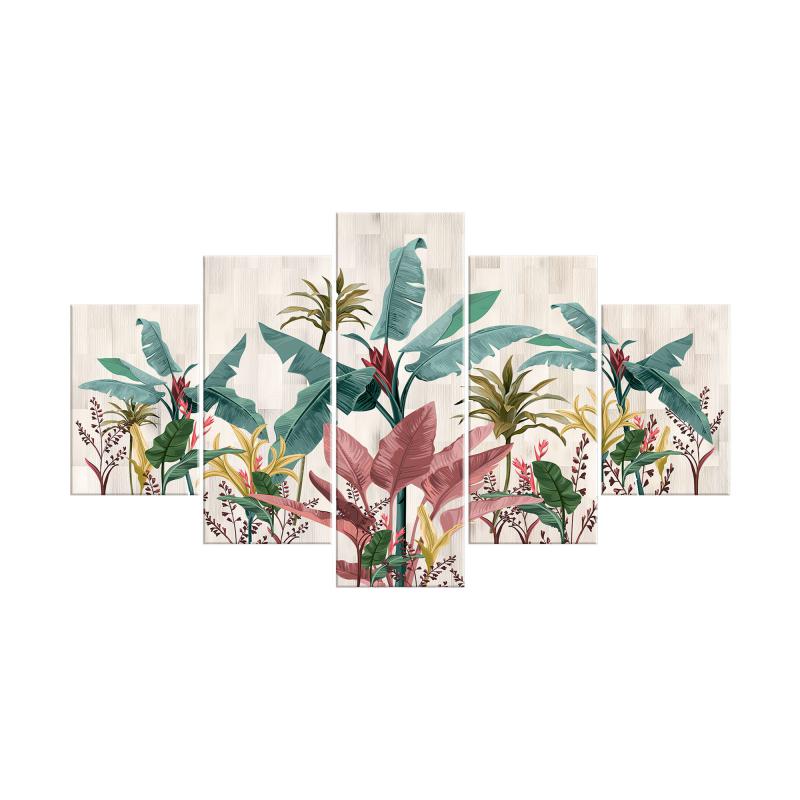 Lupia - Quadro Moderno VOGUE 66x115 cm BANANA LEAVES BEIGE a 5 Pezzi, Stampe Artistiche modulari e Digitali, Pannelli in Legno Ecologico MDF, Pronti da Appendere, Soggiorno e Camera da letto, Ufficio del brand Lupia, categoria: Arredo e decorazioni > Quadri e Tele > Quadri a pannelli, disponibile su Vorreishop.